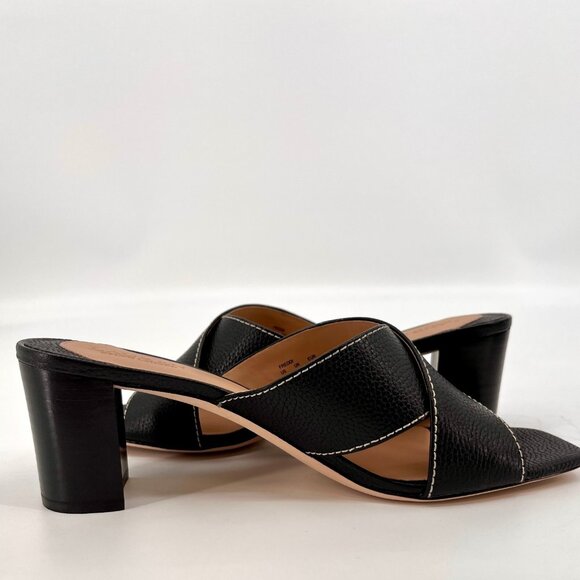 Lauren Ralph Lauren Freddi Black Leather Slip-On Heels Size 8 B Tumbled Leather - Picture 6 of 15